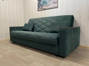 Диван Престиж-15 НПБ+МДФ, велюр Sensey bottle green в Тарко-Сале - tarko-sale.магазин96.com | фото