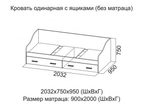 Кровать одинарная с ящиками (Без матраца 0,9*2,0) в Тарко-Сале - tarko-sale.магазин96.com | фото